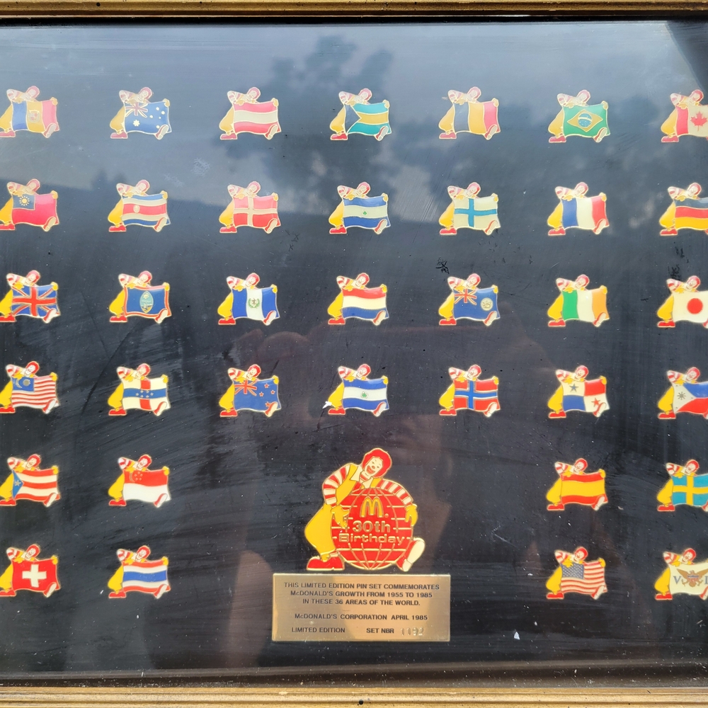 McDonald's 30th Anniversary Flag Pin Collection - Red, Blue, Yellow